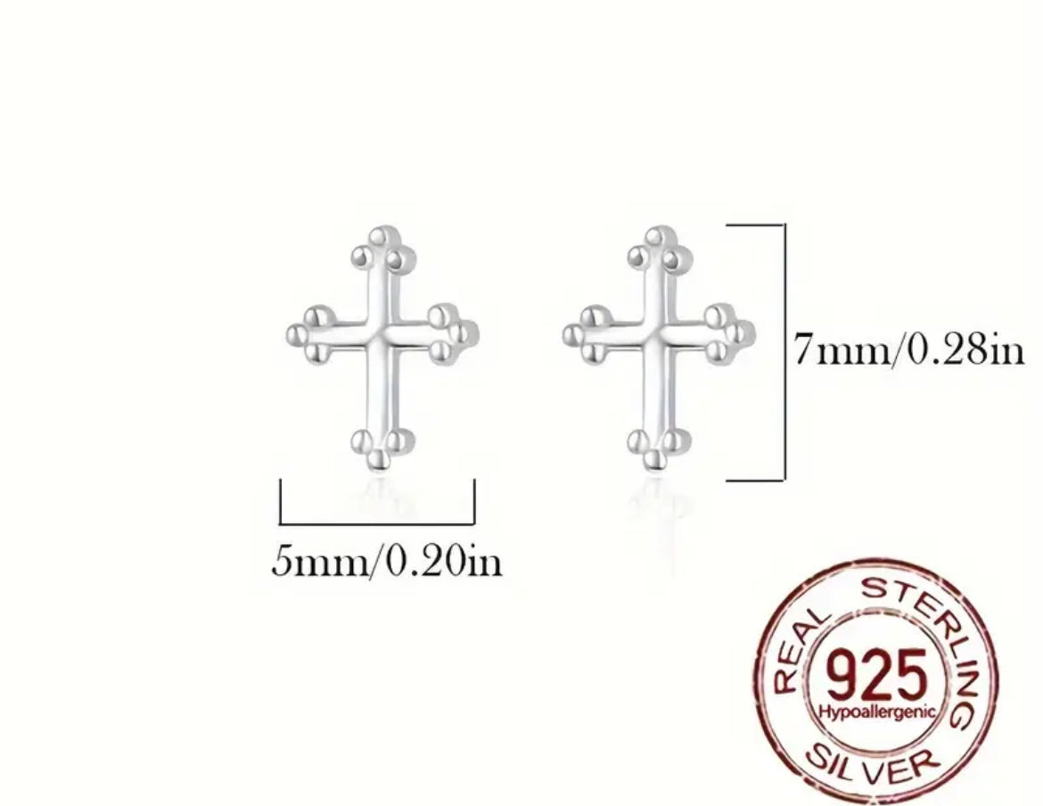 Sterling Silver Cross Stud Earrings