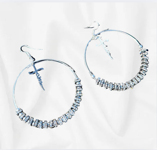 Silver Faith Hoops